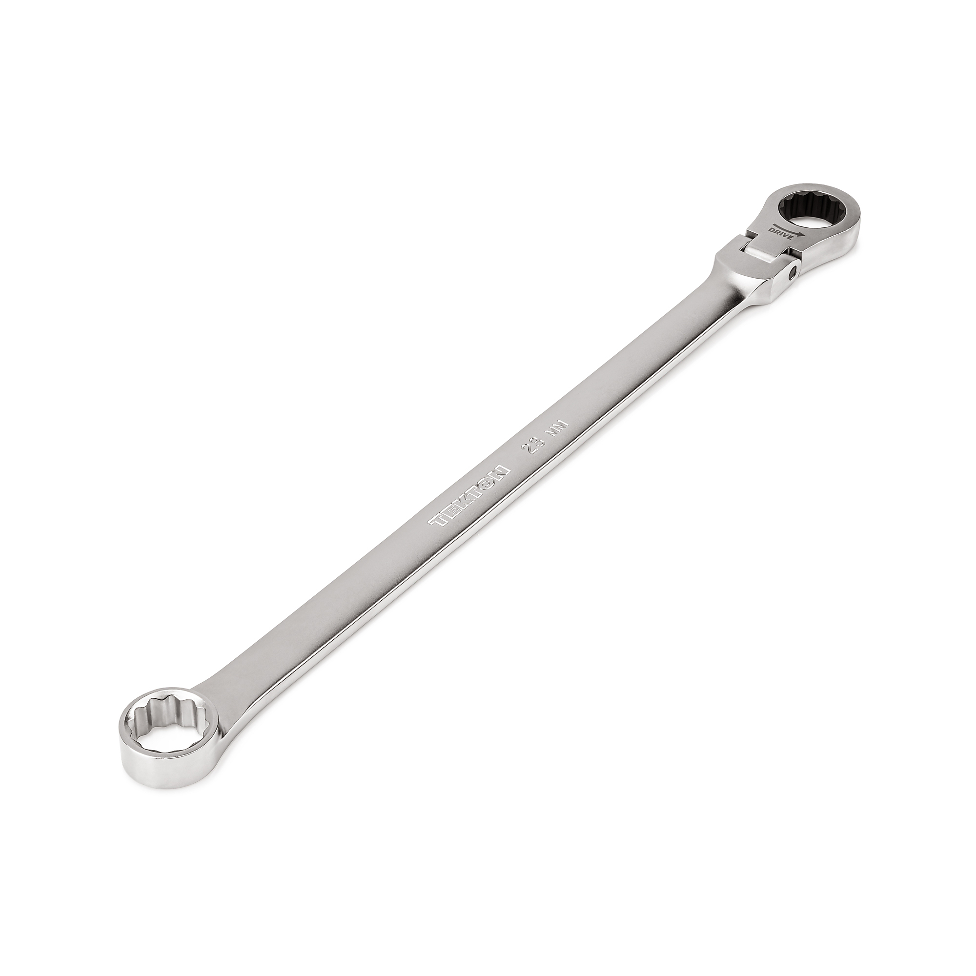 TEKTON 23 mm Long Fixed/Flex Head 12-Point Ratcheting Box End Wrench | WRB35423